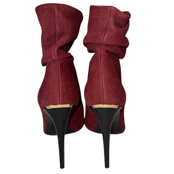Burberry Burlison Burgundy Suede Leather Slouchy Ankle Boots Size 39 - Picture 5 of 13
